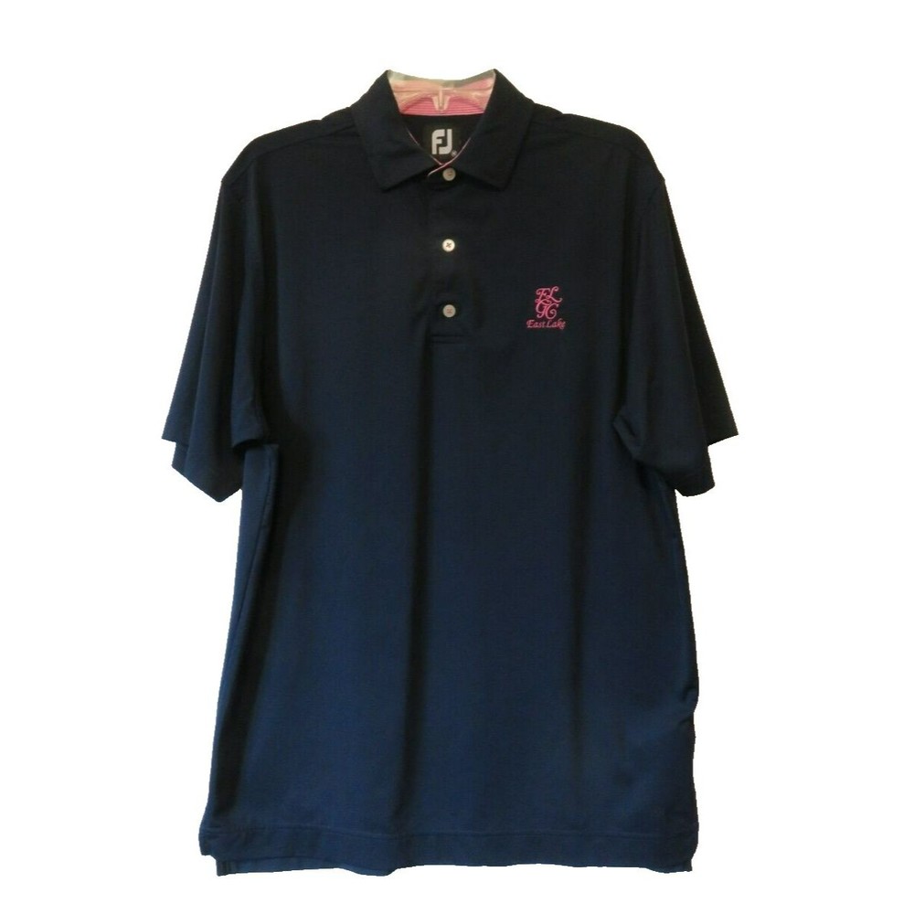 Footjoy FJ Men's Sz M Navy Blue East Lake Golf Club Short Sleeve Polo Shirt